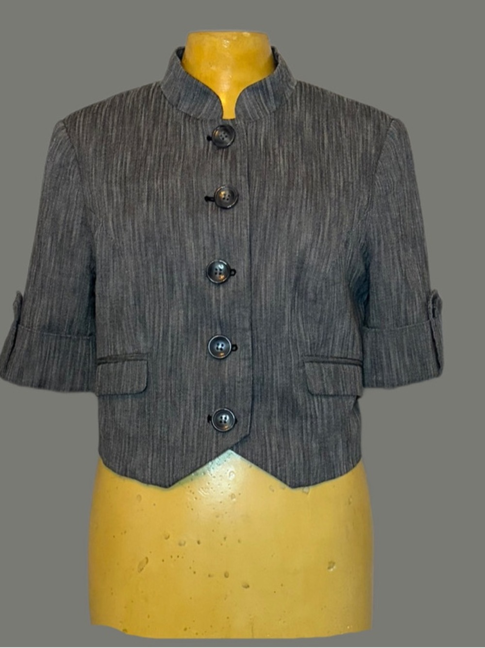 📁Vintage Y2K Cropped Mandarin Collar Short Sleeve Blazer📁